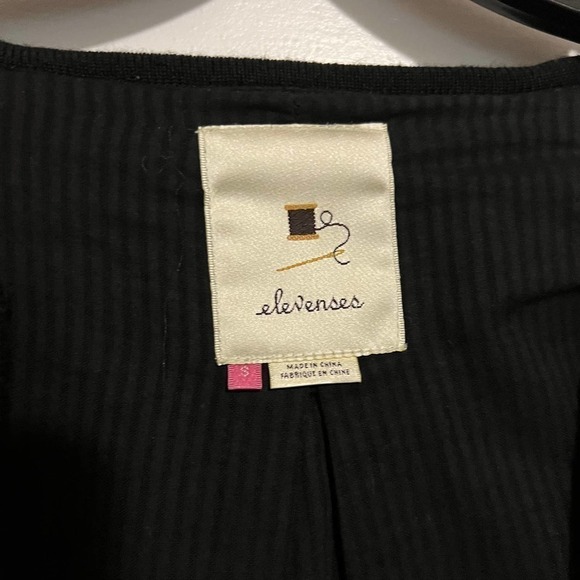 ELEVENSES black sequin trimmed wool jacket cardigan blazer S - Picture 2 of 9